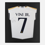 Framed Vinicius Junior Signed Shirt, Real Madrid Home [Mini]