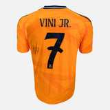 Framed Vinicius Junior Signed Shirt, Real Madrid, Away Orange, New [Mini]