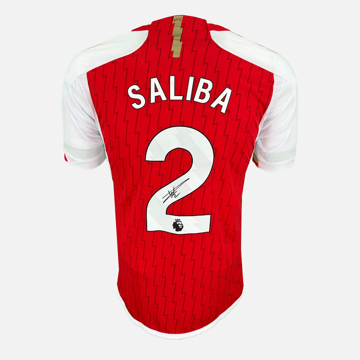 William Saliba Signed Arsenal Shirt 2023-24 Home [2] — Arsenal signed shirt from the 2023 to 2024 season | The Vault