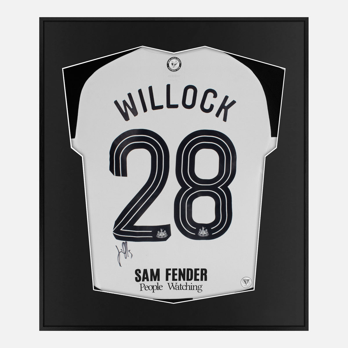 Framed Joe Willock Signed Shirt, Newcastle United League Cup Final [Lite] — Authentic signature with NFC and COA | The Vault