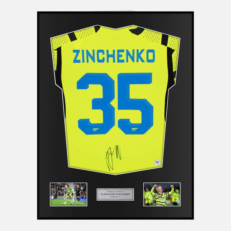 Framed Oleksandr Zinchenko Signed Arsenal Shirt 2023-24 Away [Modern]