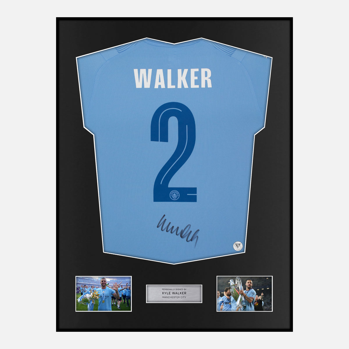 Framed Kyle Walker Signed Manchester City Shirt 2023-24 Cup Edition [Classic] — Verified autograph with NFC and certificate | The Vault