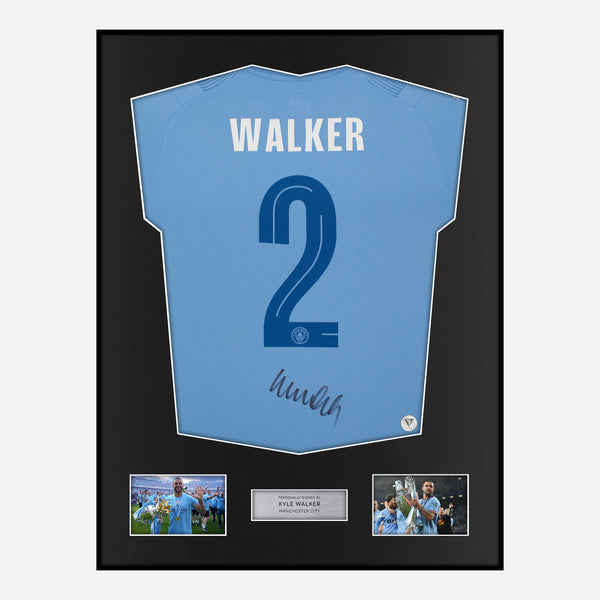 Framed Kyle Walker Signed Manchester City Shirt 2023-24 Home [Modern]