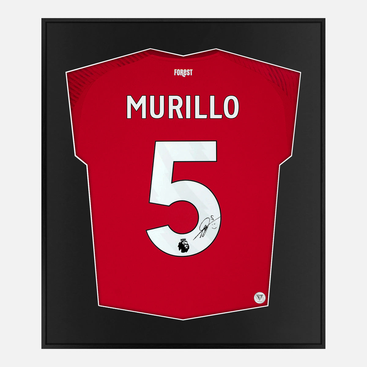 Framed Murillo Signed Shirt, Original Nottingham Forest Home Kit [Lite] — Authentic signature with NFC and COA | The Vault