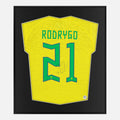 Framed Rodrygo Signed Brazil Shirt, Authentic Home [Lite]