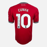 Framed Cunha Signed Shirt, Manchester United Home [Lite]