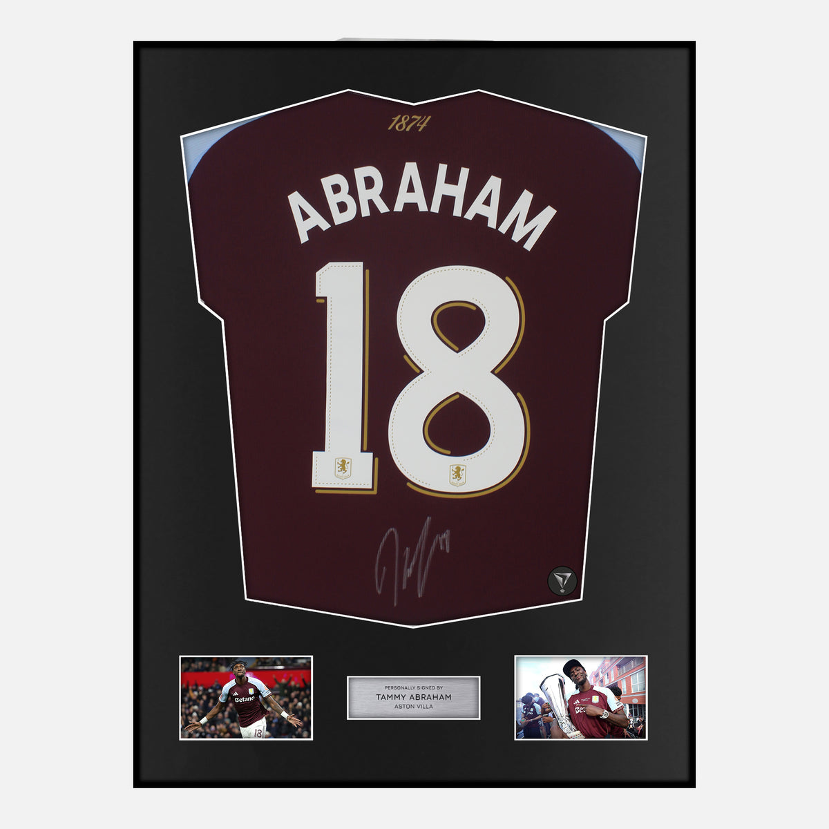 Framed Tammy Abraham Signed Aston Villa Shirt [Classic] — Classic framed Aston Villa shirt signed by Tammy Abraham | The Vault