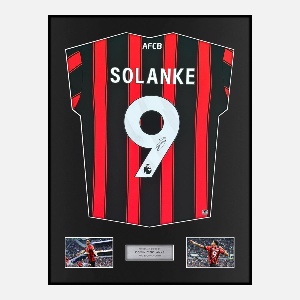 Framed Dominic Solanke Signed Bournemouth Shirt Home 2023-24 [Classic] — Verified autograph with NFC and certificate | The Vault