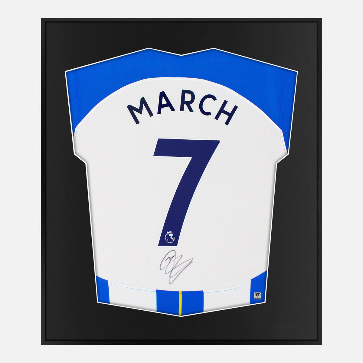 Framed Solly March Signed Shirt, Brighton & Hove Albion [Lite] — Authentic signature with NFC and COA | The Vault
