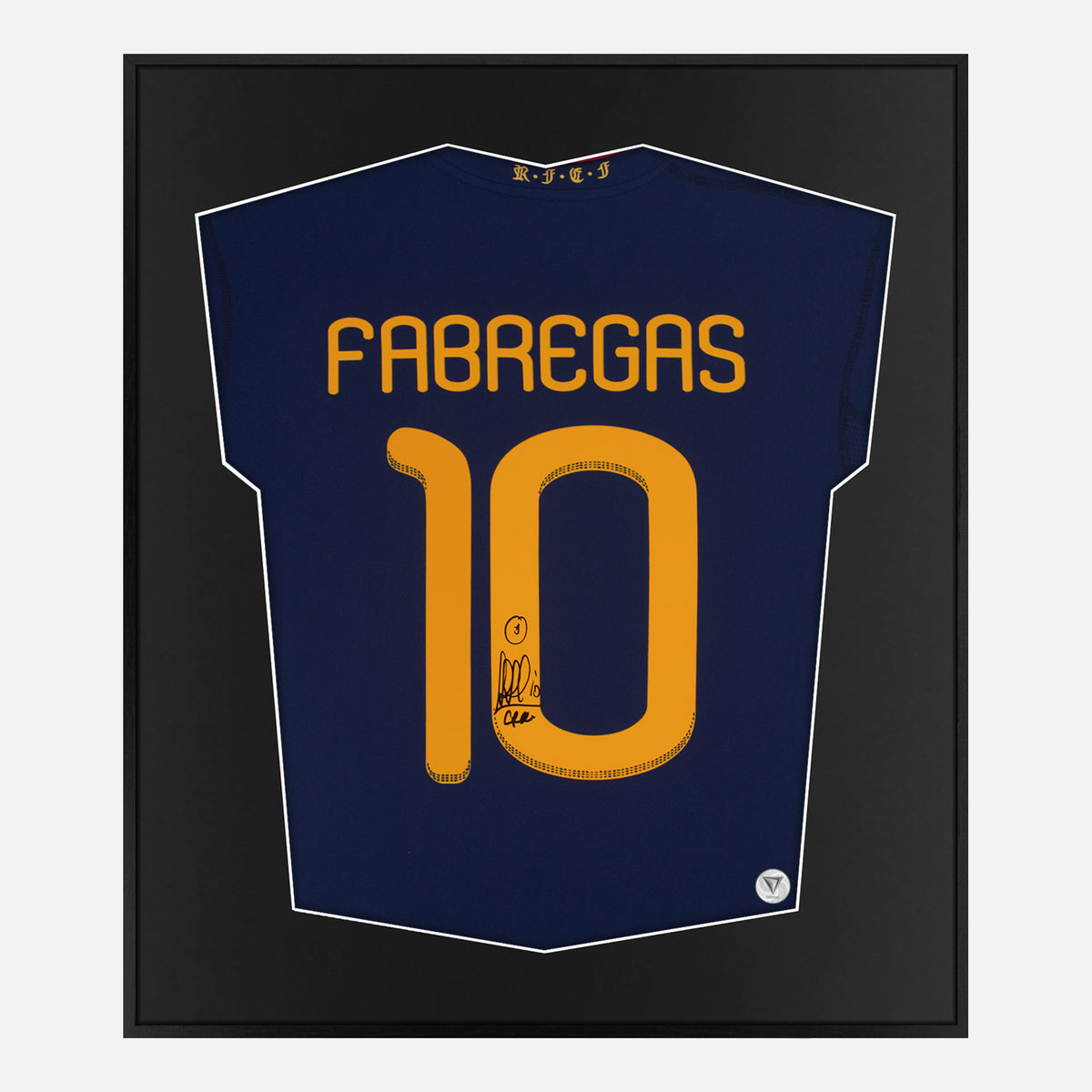 Framed Fabregas Signed Spain Shirt 2010 World Cup Final [Lite] — Authentic signature with NFC and COA | The Vault