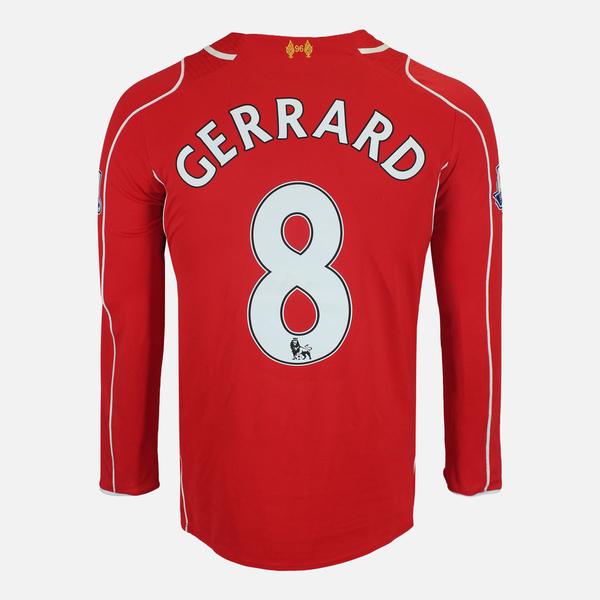 2014-15 Liverpool Home Shirt Gerrard 8 long sleeve [Excellent] M — Original Liverpool home football shirt from the 2014-15 season | The Vault