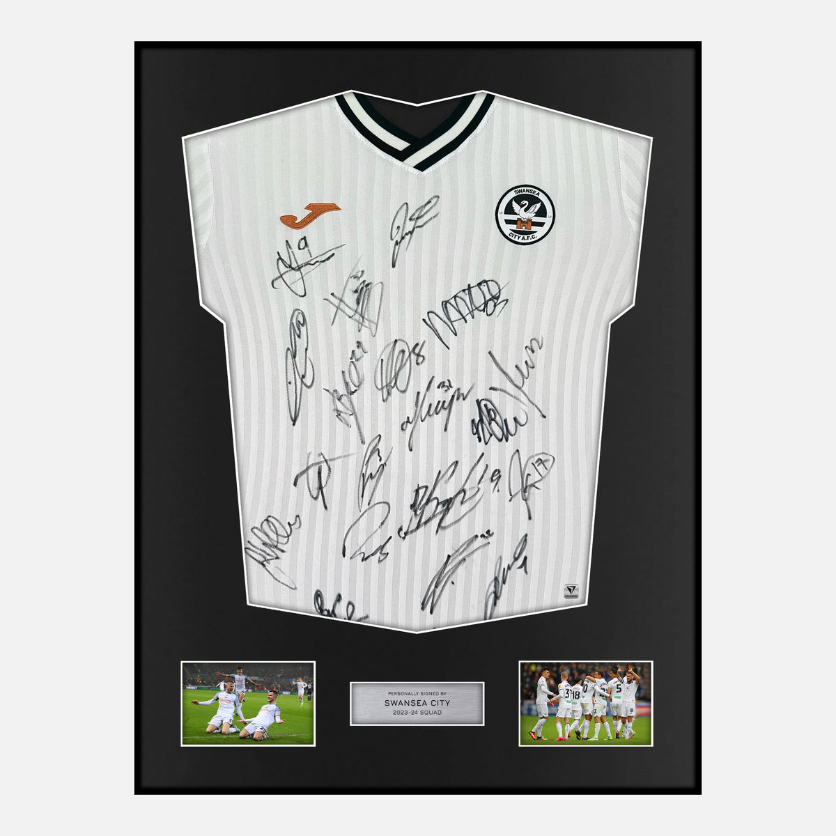 Framed Squad Signed Swansea City Shirt Home [Classic] — Verified autograph with NFC and certificate | The Vault