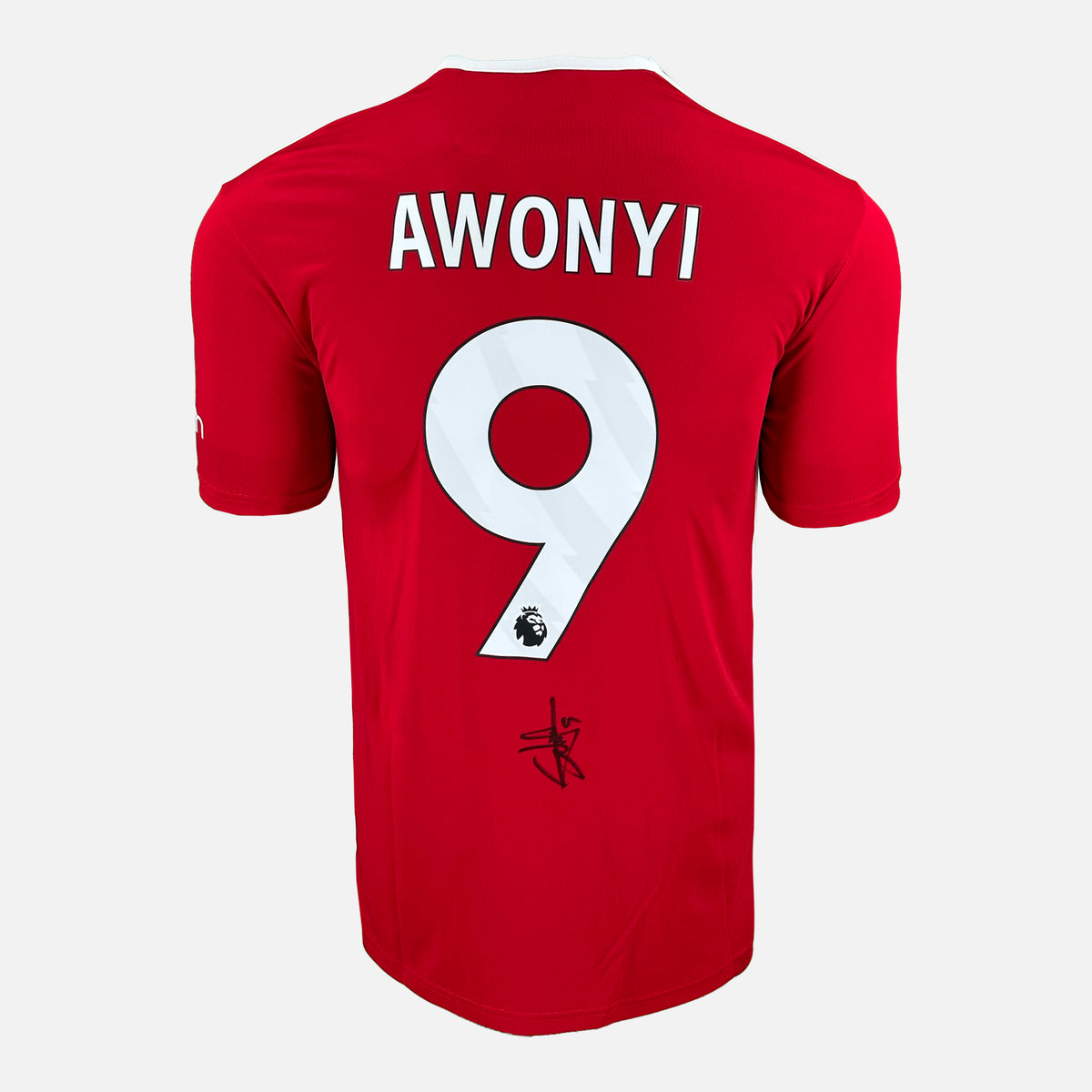 Taiwo Awoniyi Signed Nottingham Forest Shirt Red Home [9] — Nottingham Forest signed shirt from the 2023 to 2024 season | The Vault