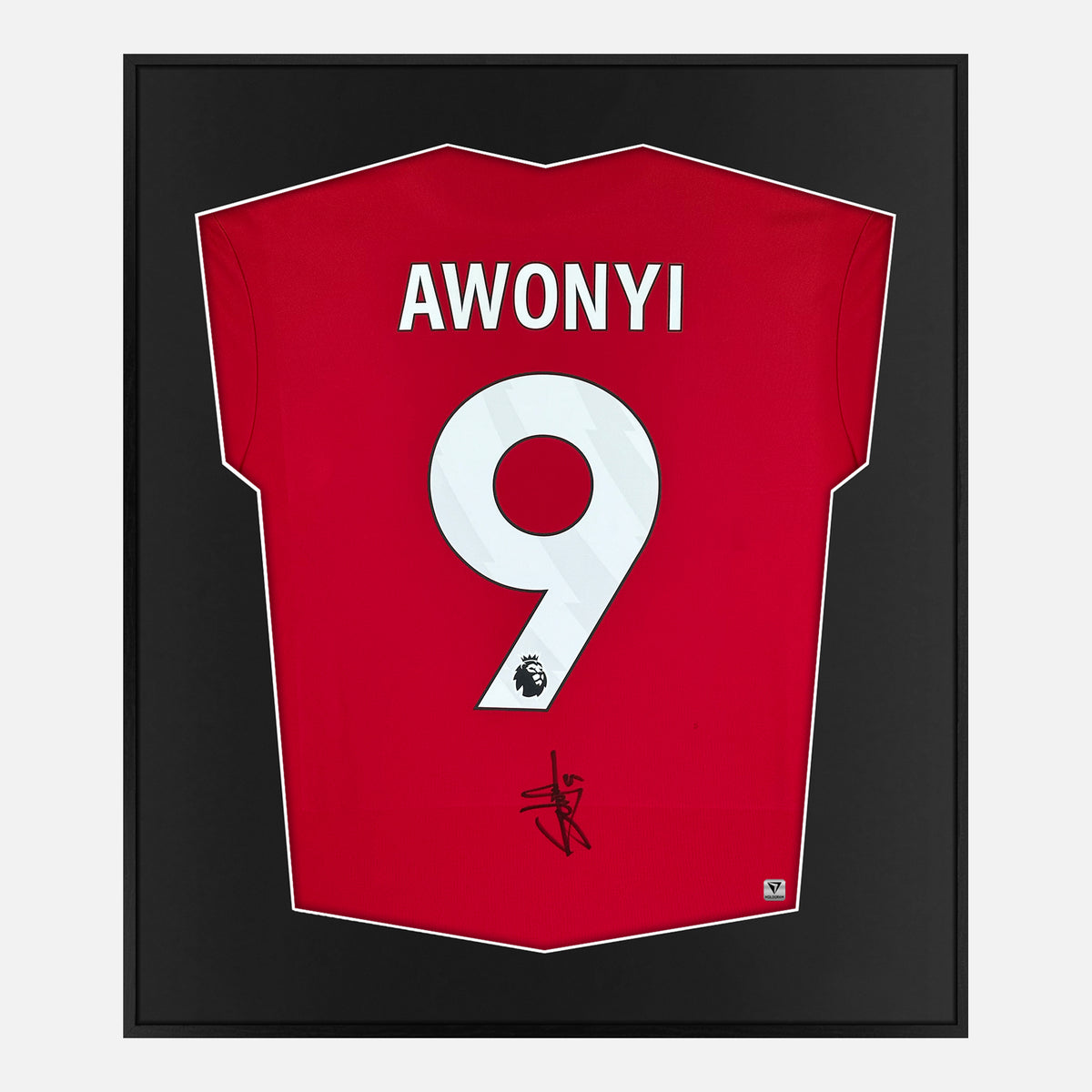 Framed Awoniyi Signed Shirt, Nottingham Forest Red 9 [Lite] — Authentic signature with NFC and COA | The Vault