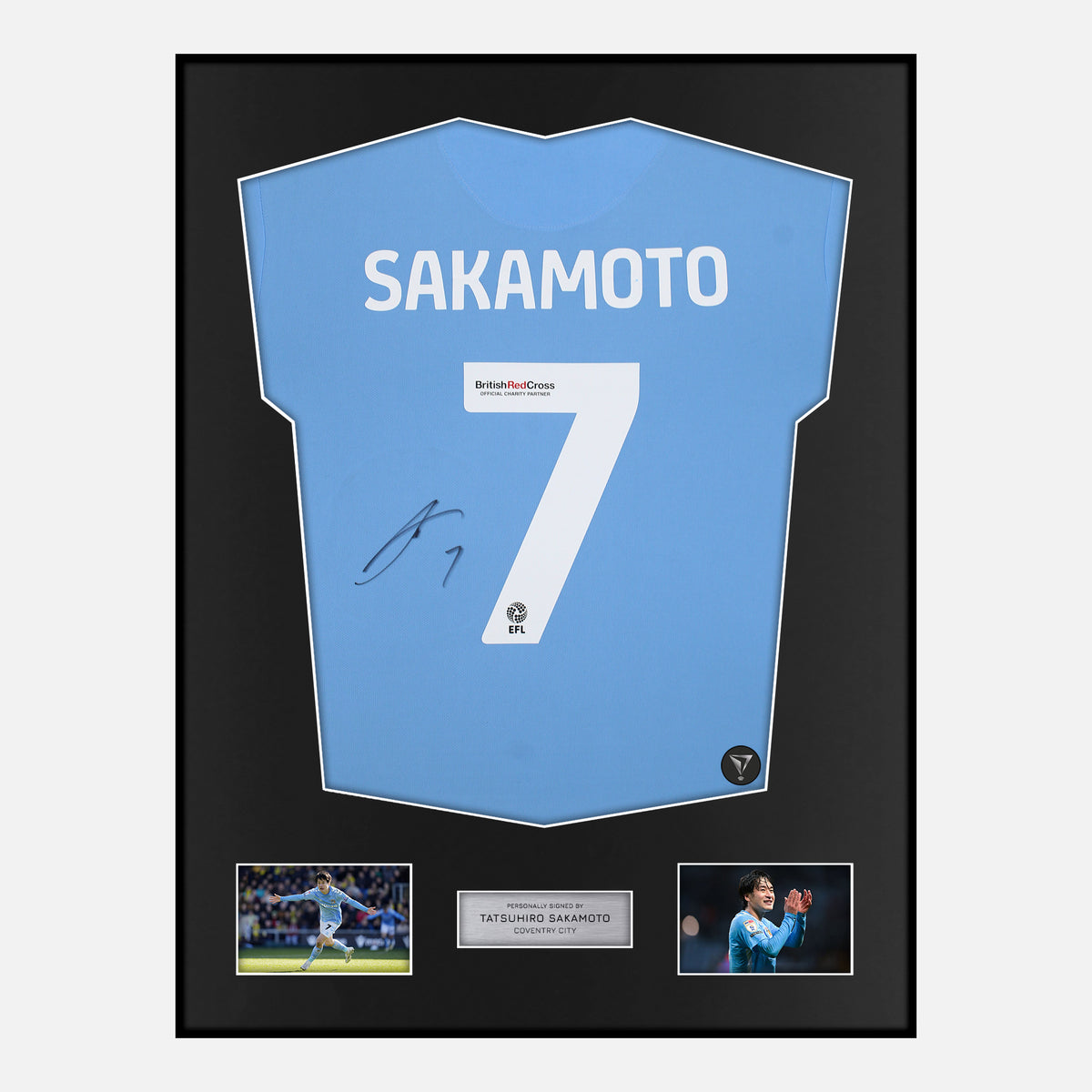 Framed Tatsuhiro Sakamoto Signed Coventry City Shirt 2023-24 Home [Classic] — Classic framed Coventry City shirt signed by Tatsuhiro Sakamoto | The Vault