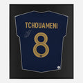 Framed Aurelien Tchouameni Signed France Shirt, Home Blue [Lite]