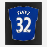 Framed Tevez Signed Man United Shirt, Blue Anniversary Kit [Lite]