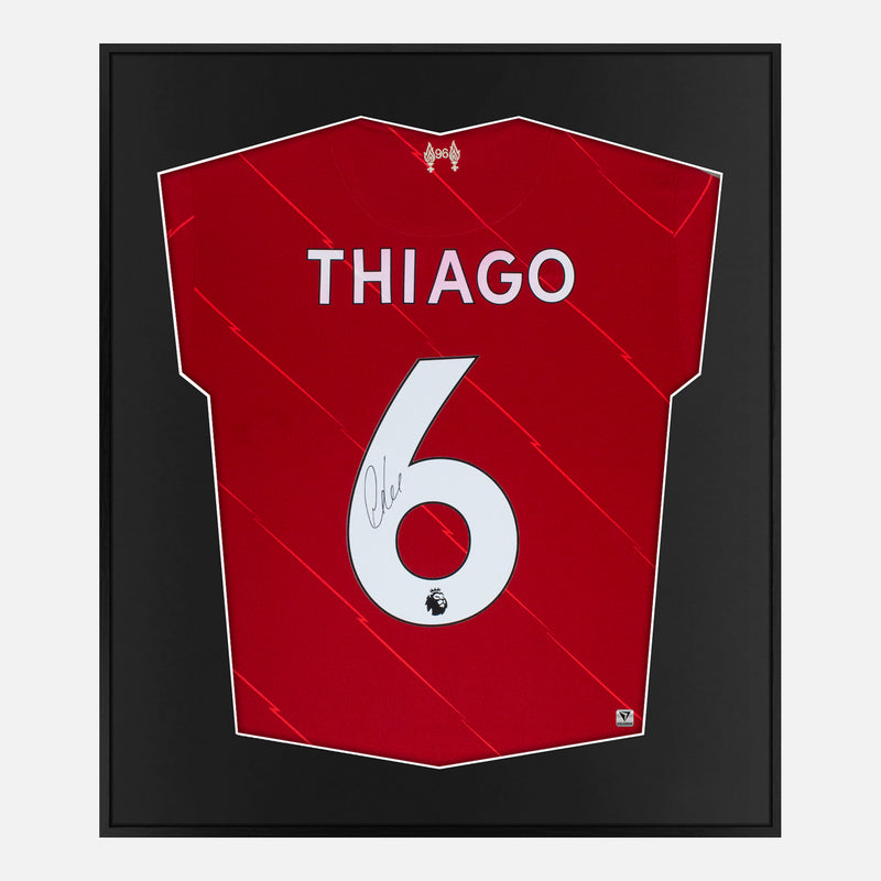 Framed Thiago Alcântara Signed Liverpool Shirt 2021-22 Home [Mini]