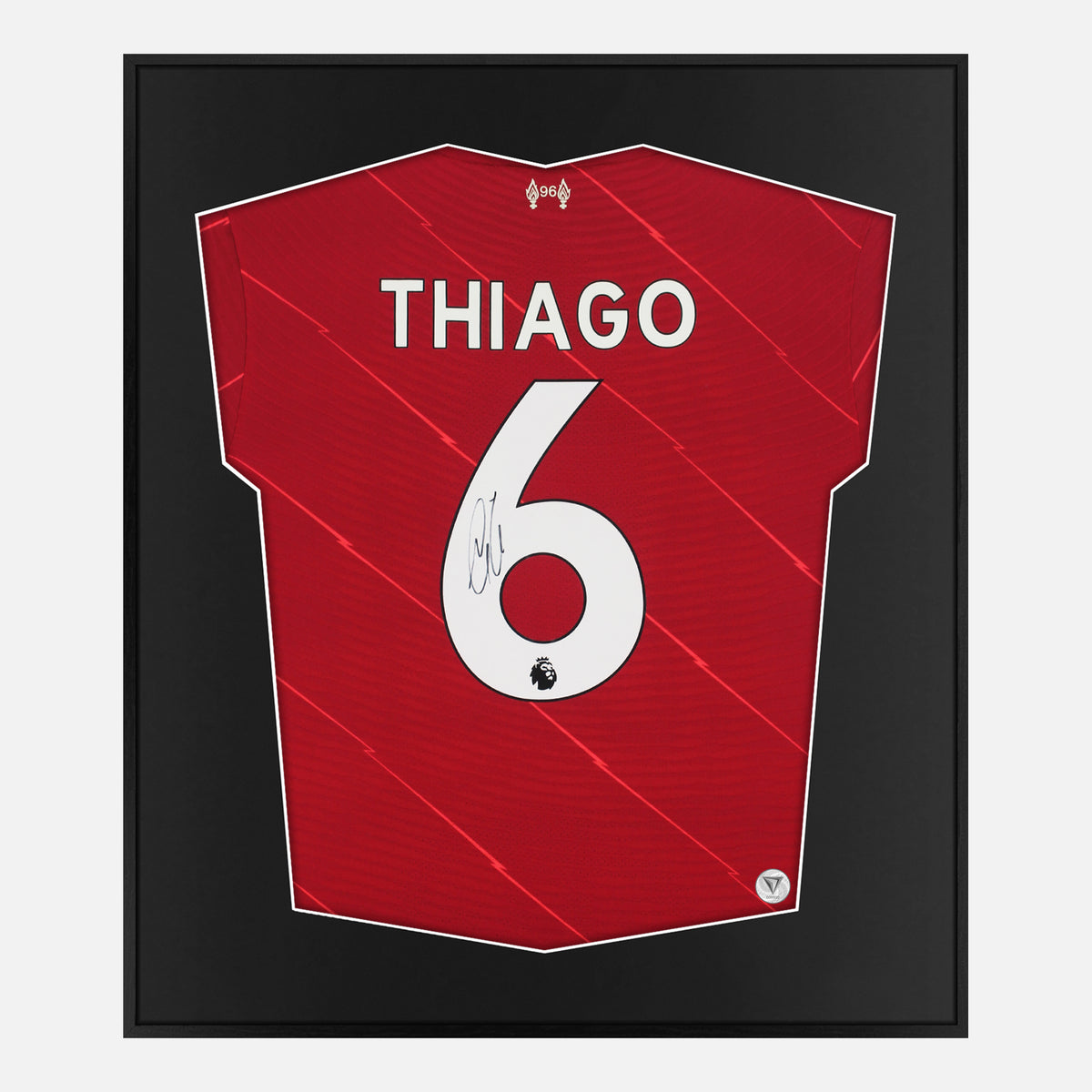 Framed Thiago Signed Shirt, Liverpool Home 6 kit [Lite] — Authentic signature with NFC and COA | The Vault