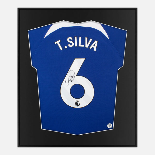 Framed Thiago Silva Signed Shirt, Chelsea, Blue, Home [Mini]