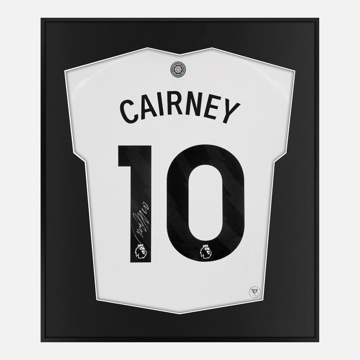 Framed Cairney Signed Shirt, Fulham White Home 10 [Lite] — Authentic signature with NFC and COA | The Vault