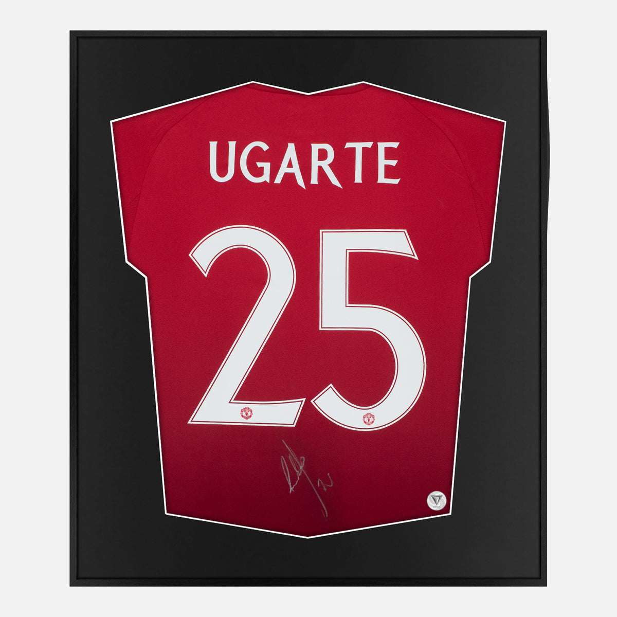 Framed Ugarte Signed Shirt, Manchester United Home [Lite] — Authentic signature with NFC and COA | The Vault
