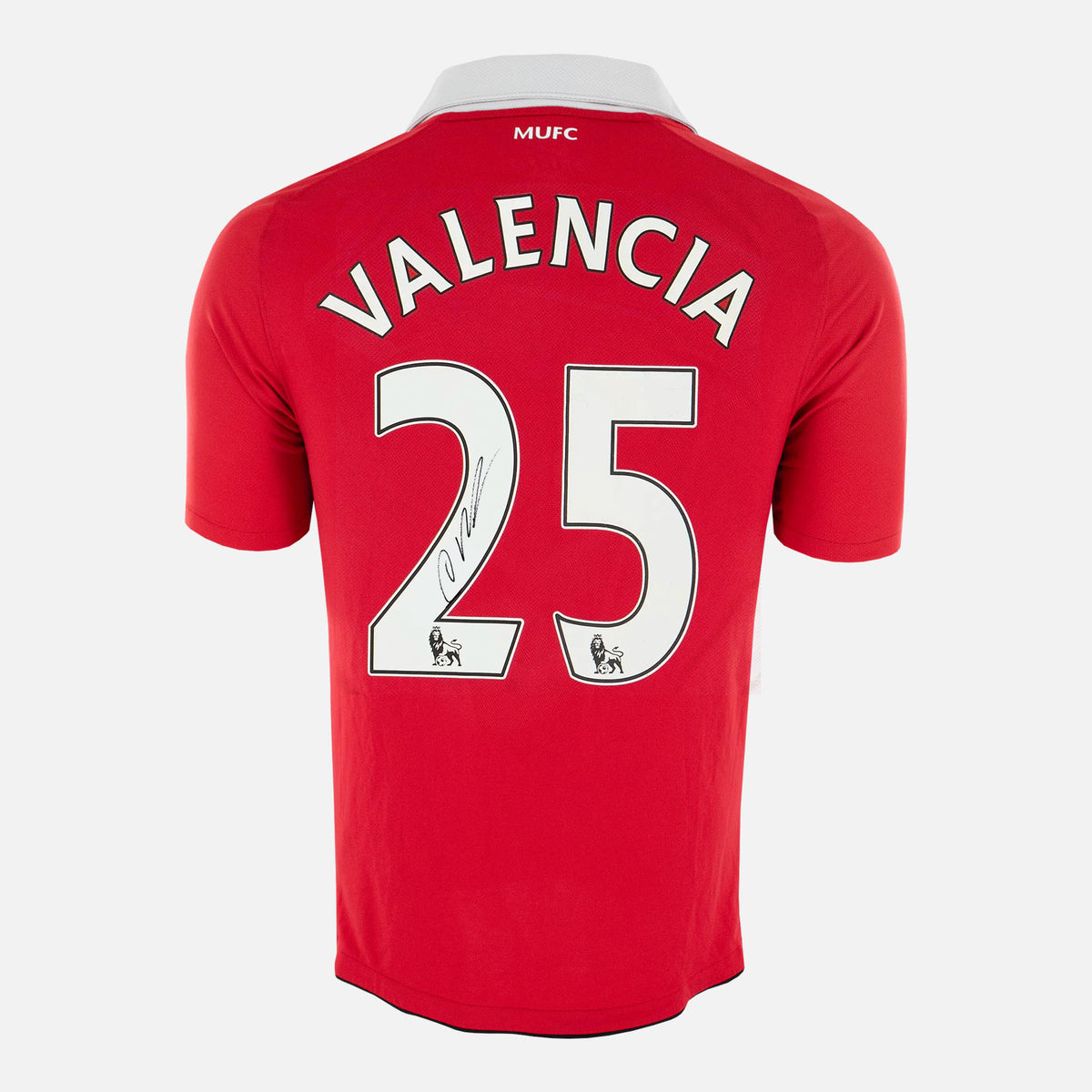Antonio Valencia Signed Manchester United Shirt 2010-11 Home [25] — Manchester United signed shirt from the 2010 to 2011 season | The Vault