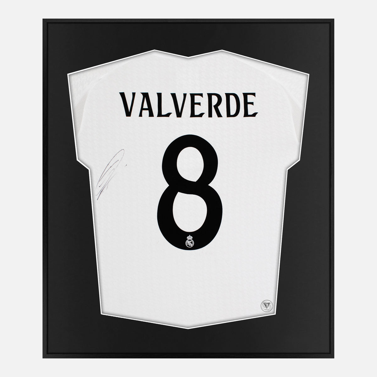 Framed Valverde Signed Real Madrid Shirt, Home 8 [Lite] — Authentic signature with NFC and COA | The Vault