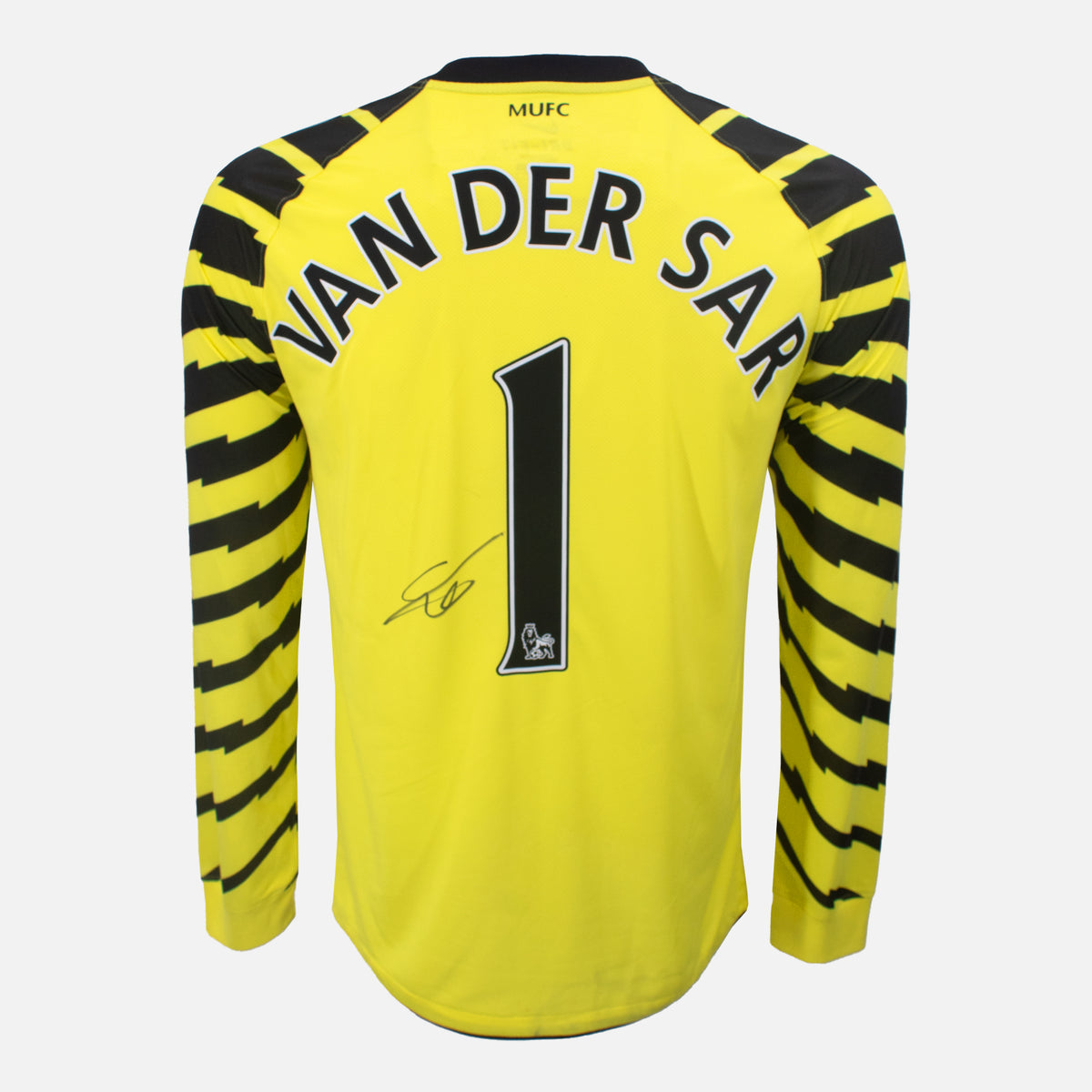 Edwin Van Der Sar Signed Manchester United Shirt 2010-11 Goalkeeper [1] — Manchester United signed shirt from the 2010 to 2011 season | The Vault