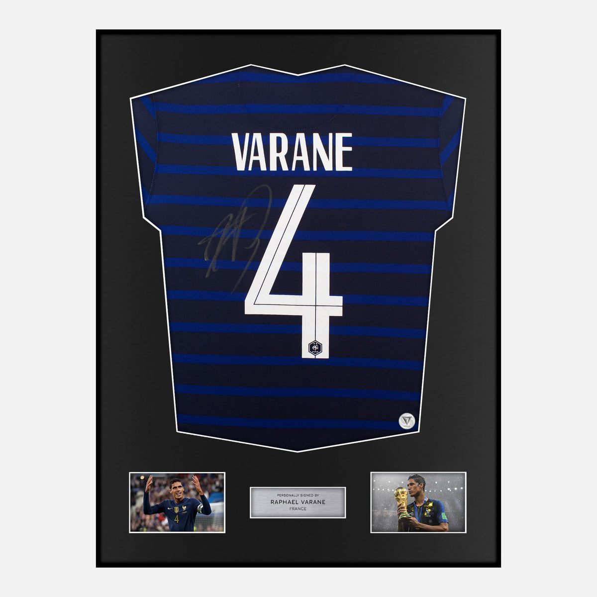 Framed Raphael Varane Signed France Shirt Home 2020-21 [Classic] — Verified autograph with NFC and certificate | The Vault