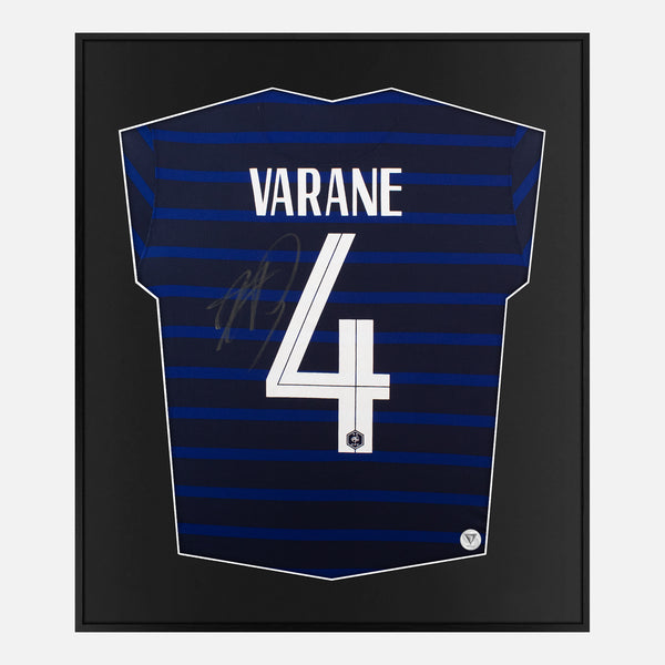 Framed Varane Signed Shirt, France Blue Home [Mini]