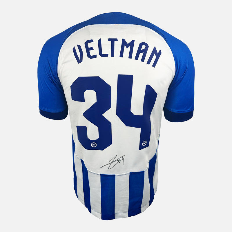 Framed Joel Veltman Signed Brighton Shirt Home 2023-24 [Modern]