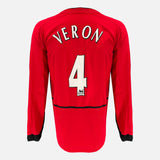 2002-04 Manchester United Home Shirt Veron 4 long sleeve [Excellent] XL