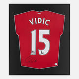 Framed Vidic Signed Manchester United Shirt, 15 Home [Lite]