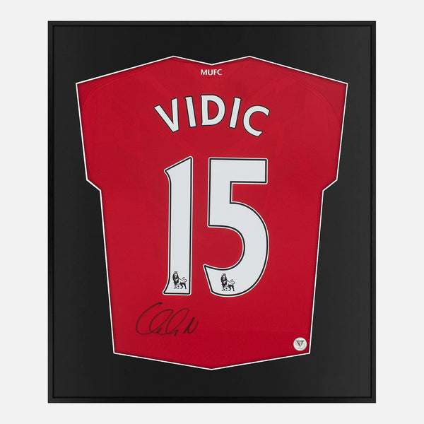 Framed Vidic Signed Manchester United Shirt, 15 Home [Lite]
