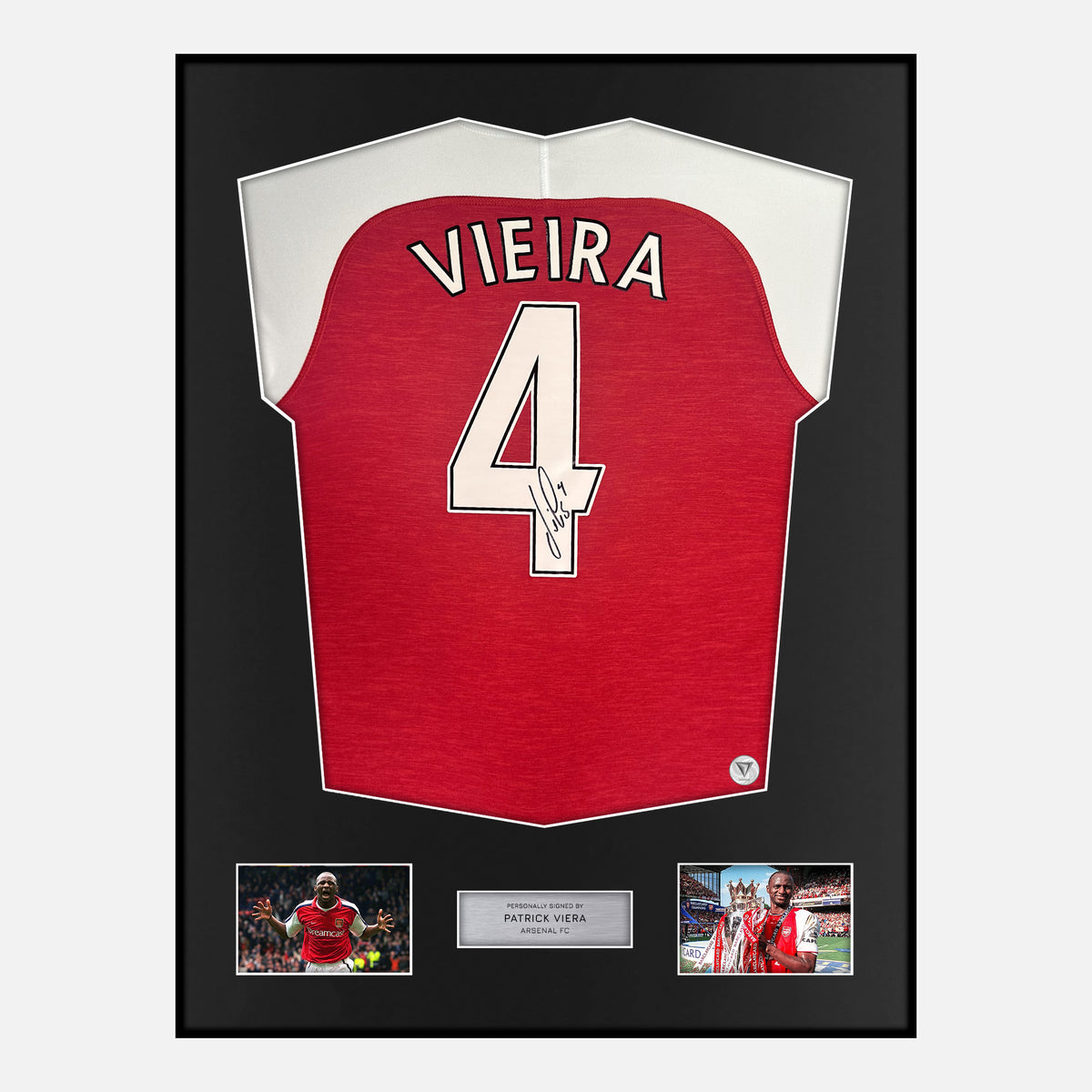 Framed Patrick Viera Signed Arsenal Shirt Home [Classic] — Verified autograph with NFC and certificate | The Vault