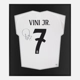 Framed Vinicius Junior Signed Shirt, Real Madrid Home [Mini]