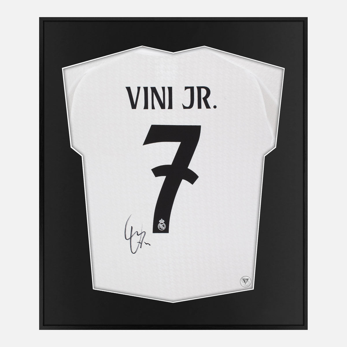 Framed Vinicius Junior Signed Shirt, Real Madrid 7 [Lite] — Authentic signature with NFC and COA | The Vault