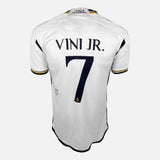 Framed Vinícius Junior Signed Shirt, Real Madrid Home [Mini]