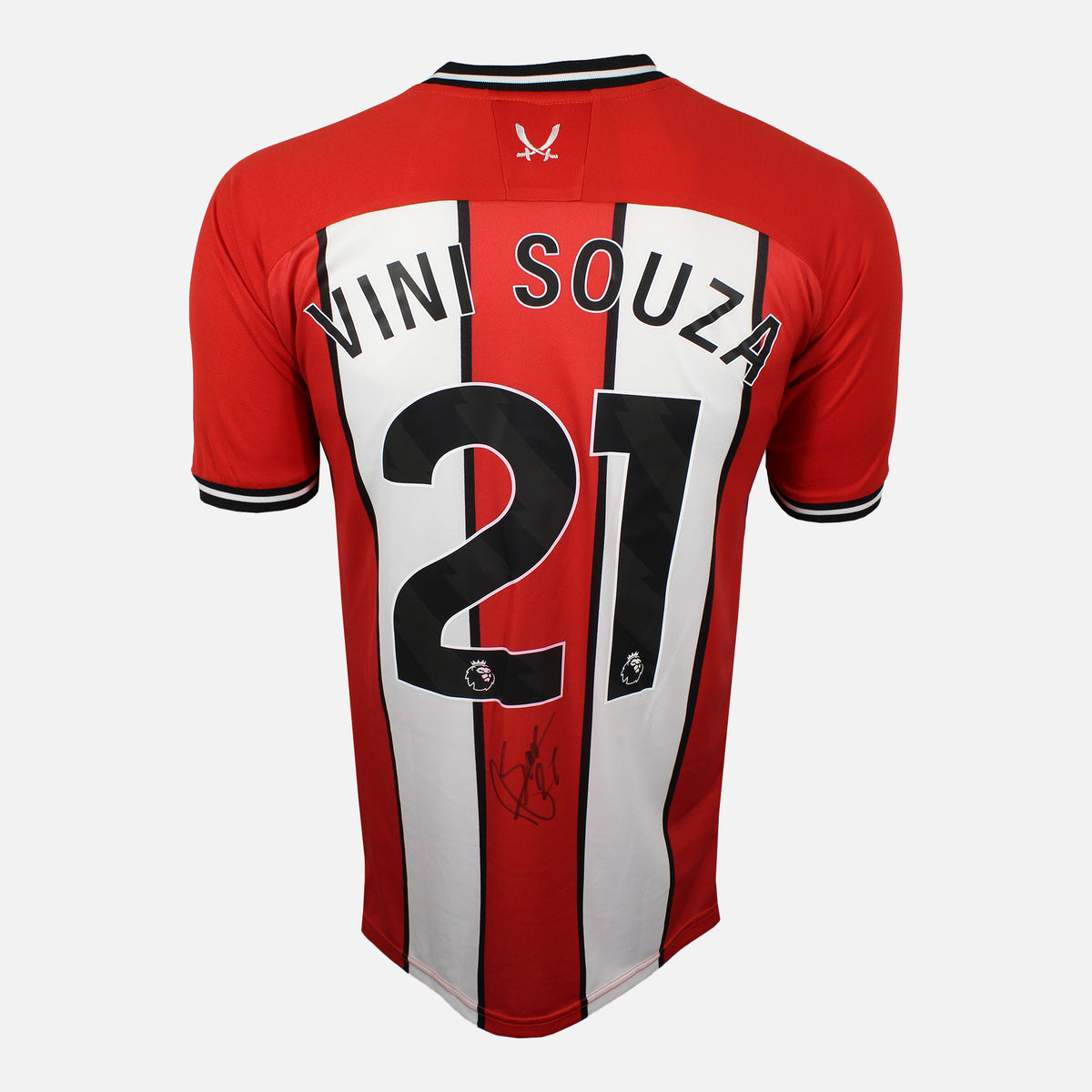 Vinícius Souza Signed Sheffield United Shirt 2023-24 Home [21] — Sheffield United signed shirt from the 2023 to 2024 season | The Vault
