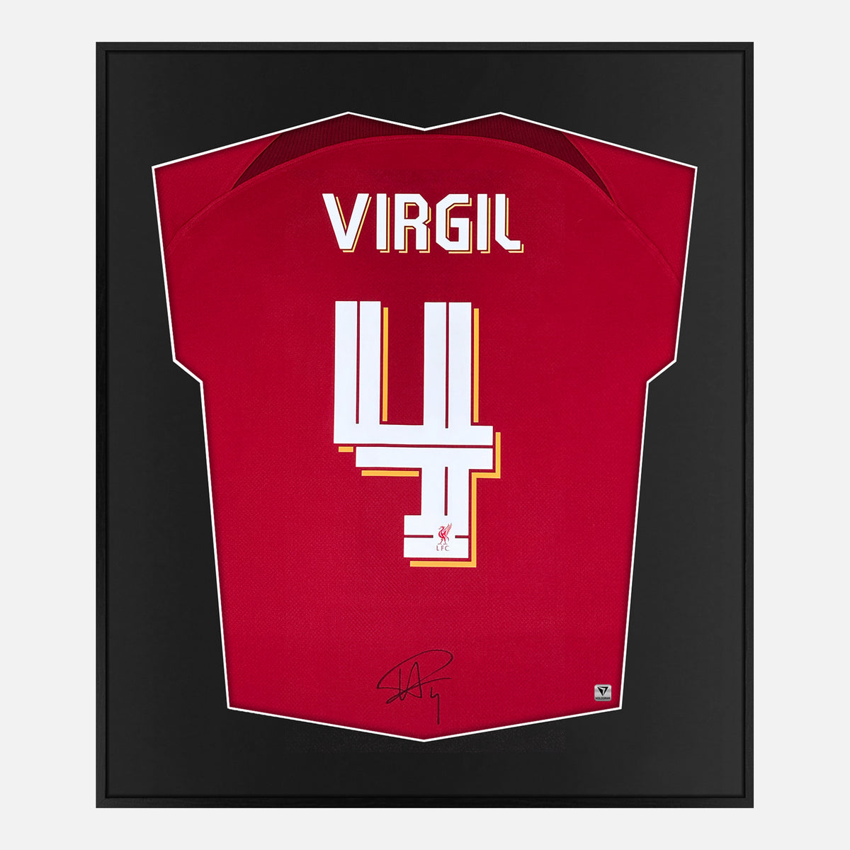 Framed Van Dijk Signed Shirt, Liverpool Red Home [Lite] — Authentic signature with NFC and COA | The Vault