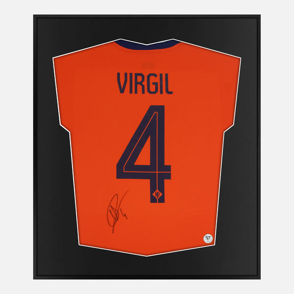 Framed Virgil Van Dijk Signed Shirt, Holland Orange Home [Lite]