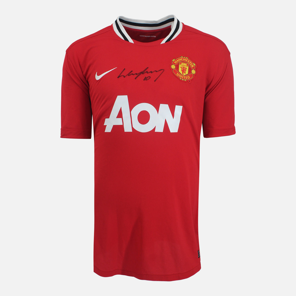 Wayne Rooney Signed Manchester United Shirt Home 2011-12 [Front] — Official Manchester United shirt signed by Wayne Rooney | The Vault