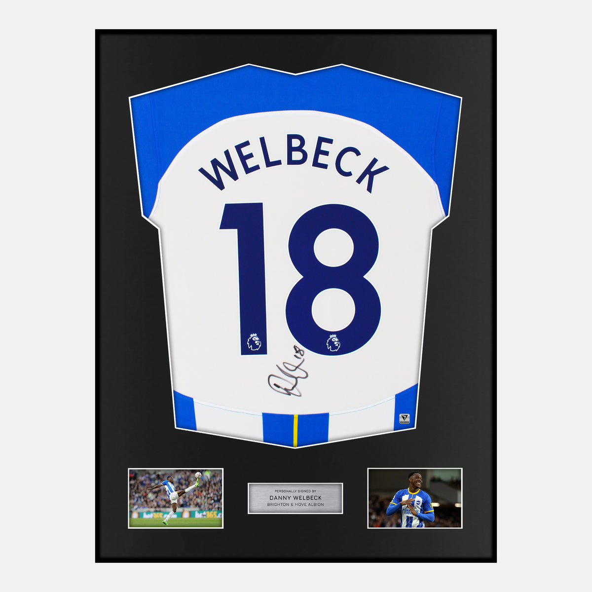 Framed Danny Welbeck Signed Brighton Shirt Home 2022-23 [Classic] — Verified autograph with NFC and certificate | The Vault