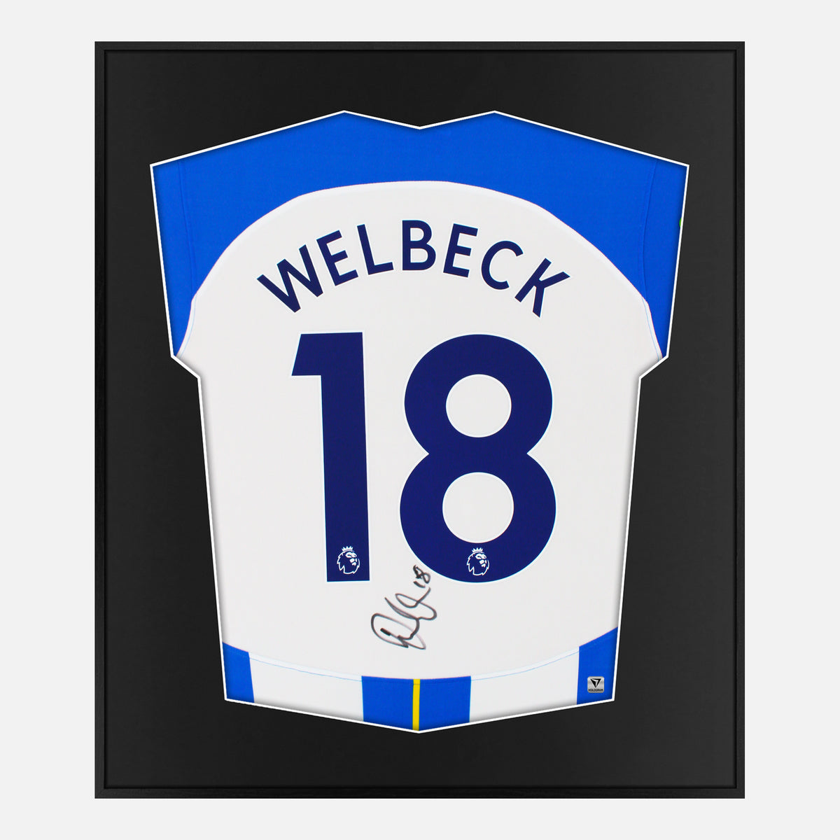 Framed Welbeck Signed Shirt, Brighton & Hove Albion [Lite] — Authentic signature with NFC and COA | The Vault
