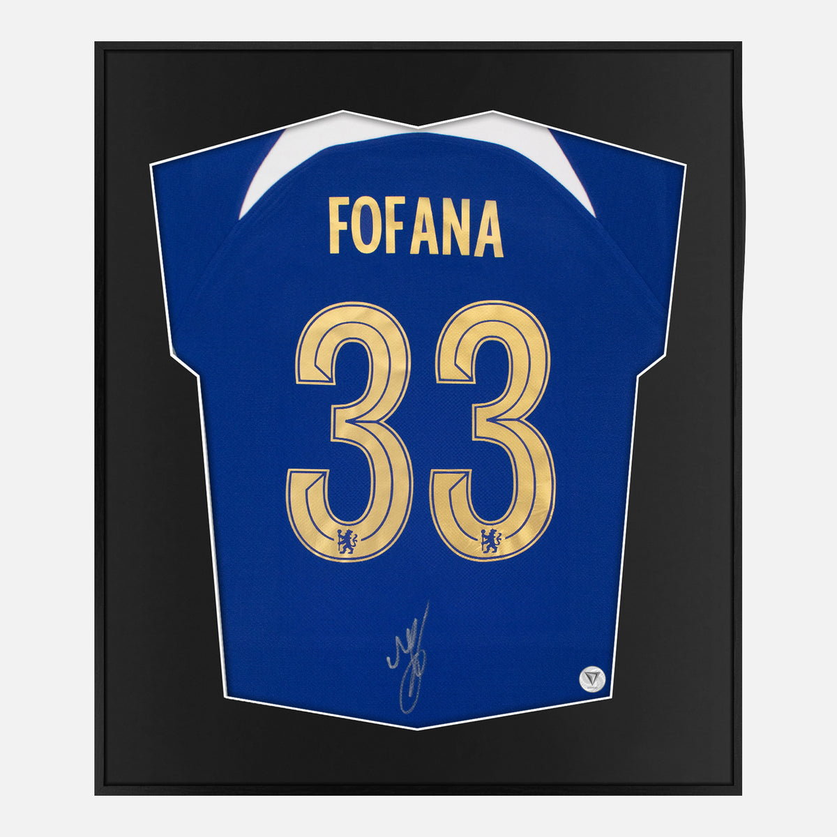 Framed Wesley Fofana Signed Chelsea Shirt, Blue Home [Lite] — Authentic signature with NFC and COA | The Vault