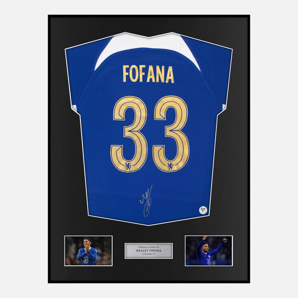 Framed Wesley Fofana Signed Chelsea Shirt 2023-24 Home [Classic]