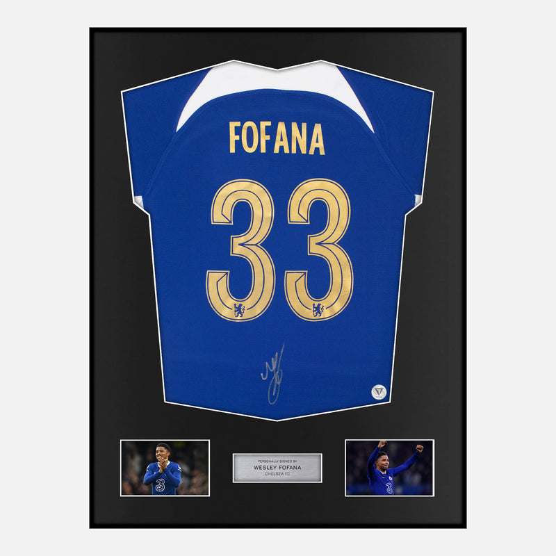 Framed Wesley Fofana Signed Chelsea Shirt 2023-24 Home [Modern]