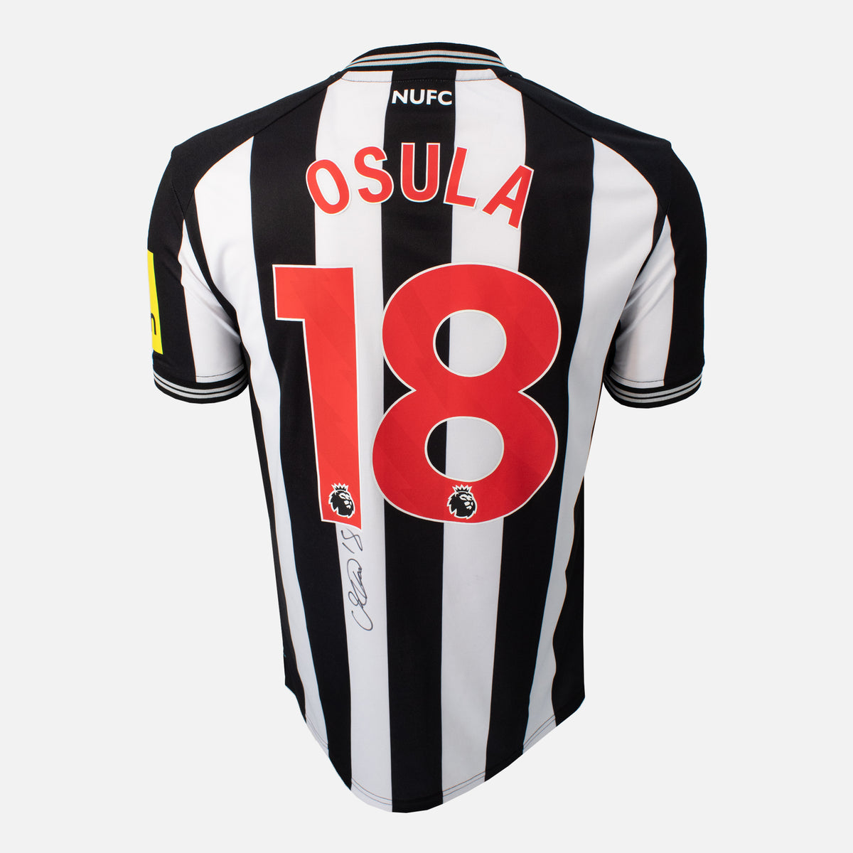 William Osula Signed Newcastle United Shirt 2023-24 Home [18] — Newcastle United signed shirt from the 2023 to 2024 season | The Vault