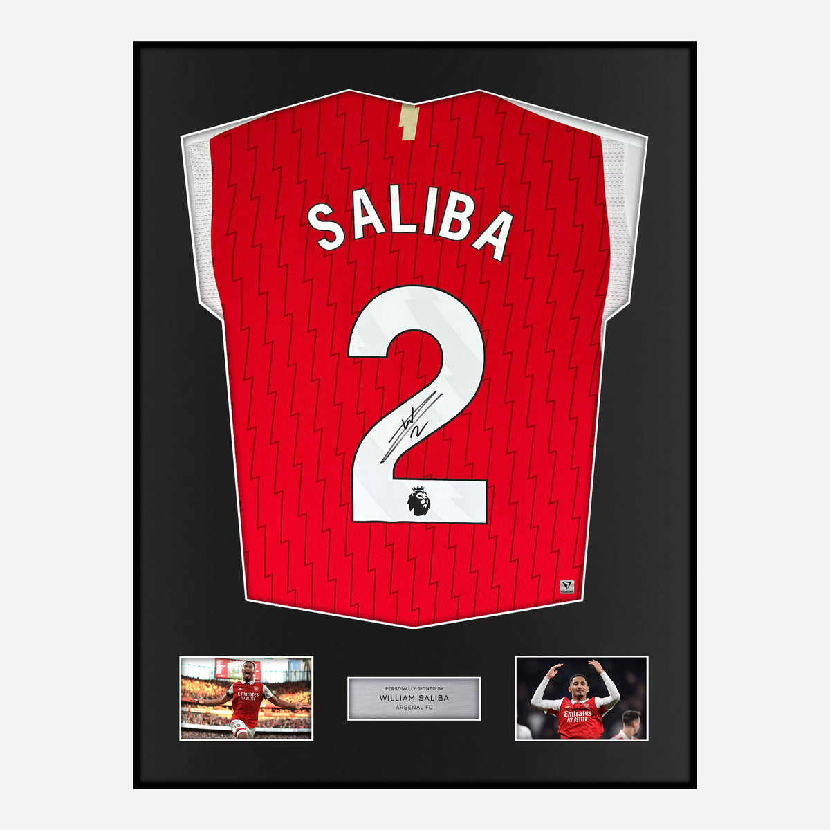 Framed William Saliba Signed Arsenal Shirt 2023-24 Home [Classic] — Verified autograph with NFC and certificate | The Vault